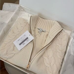 MAX MARA  Luxurious Cable  Knit Sweater with Soft Brass Zipper